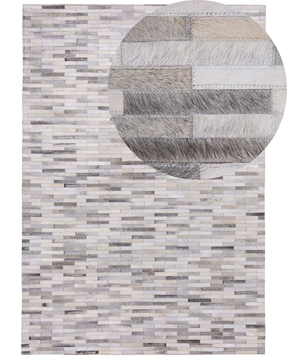 Dywan AHILLI Szary 160 x 230 cm Skóra naturalna