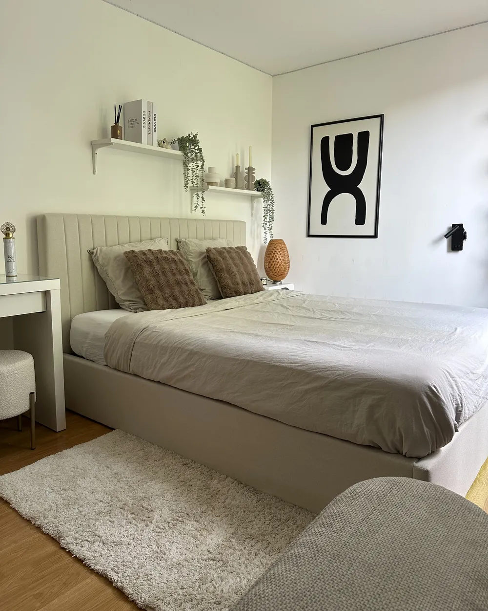 Ottoman Bed VION Fabric Light Beige 160 x 200 cm (EU King Size)_1034817