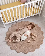 Tappeto per bambini ANEGUNDI  Marrone chiaro ø 120 cm Cotone con cuscino_1154913
