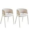 Set of 2 Dining Chairs SPRINGER Chenille Light Beige
