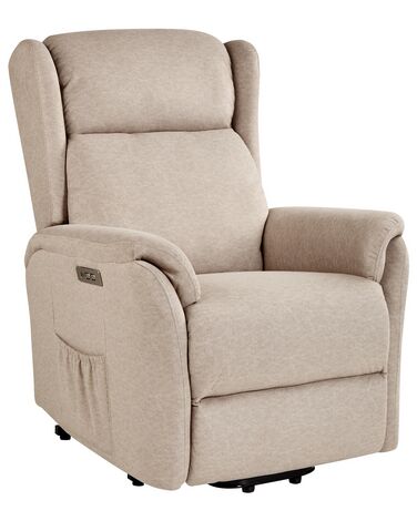 Fabric Electric Recliner Chair Taupe ELEGY