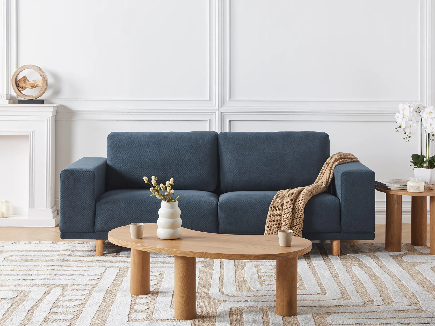 Sofa 3 Seater NIVALA Fabric Blue_946880