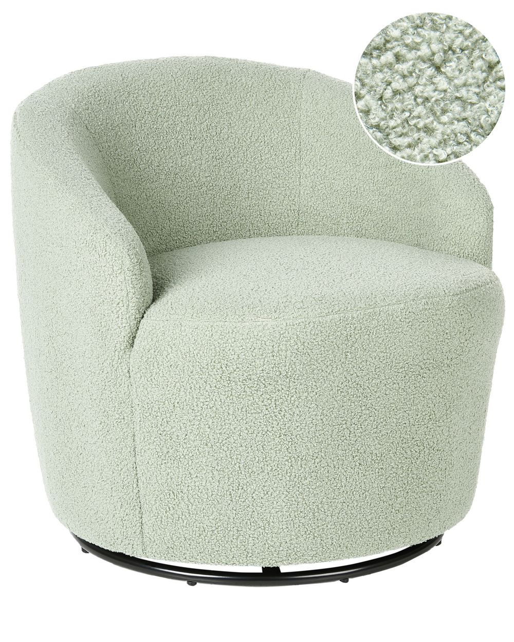 Poltrona girevole DAVIK Bouclé Verde chiaro