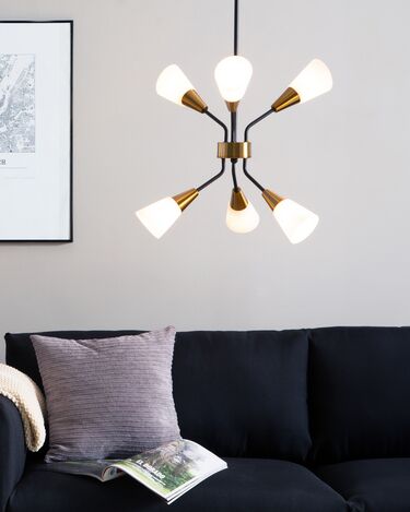 6 Light Metal Pendant Lamp White AROYO