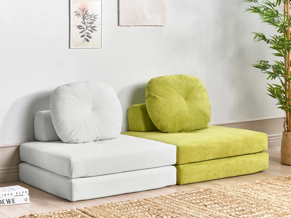 Single Sofa Bed OLDEN Corduroy Off-White_906500