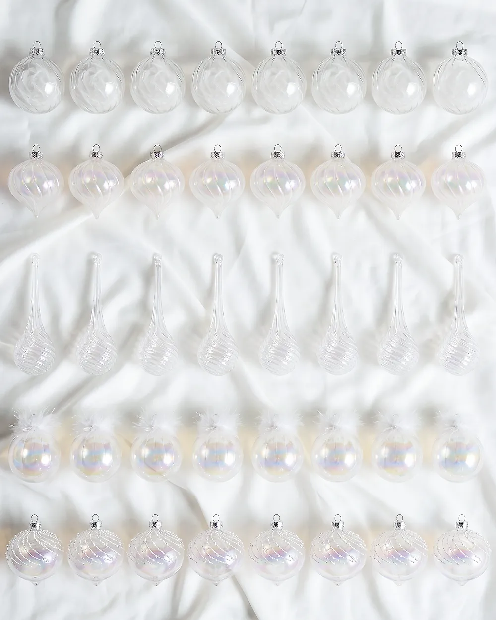 Set of 40 Baubles SHIMMER Glass Transparent