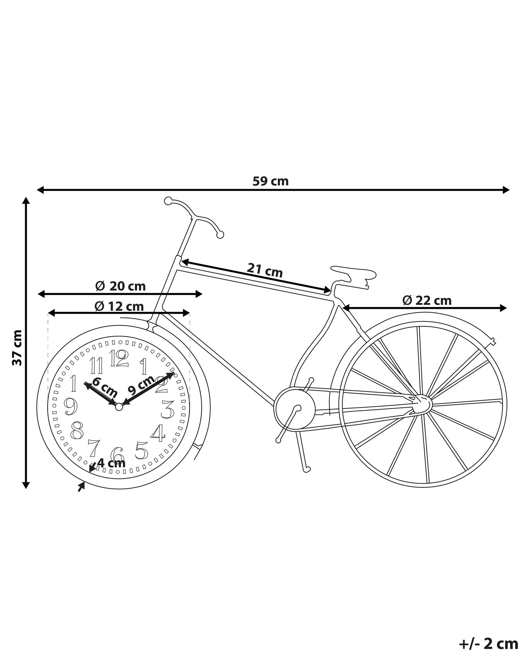 Zegar biurkowy LILLO 59 cm Metal Czarny_827764