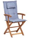 Set of 2 Garden Folding Chairs with Blue Cushions MAUI II_926566