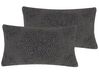 Lot de 2 coussins en tissu gris foncé gaufrés 30 x 50 cm VELOOR_826964