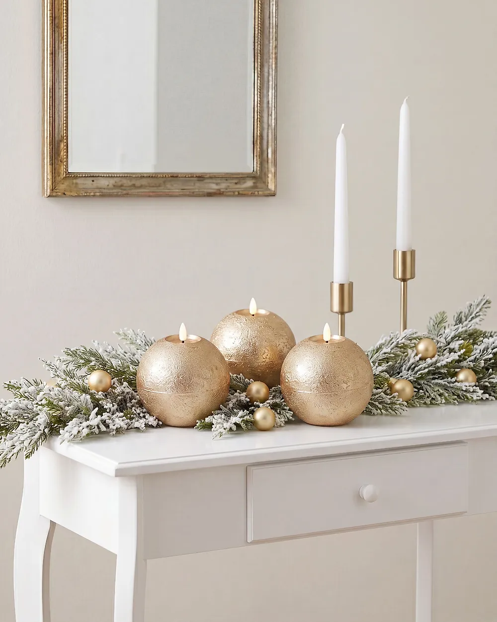 LED Kerzen 3er Set AMBROSIA 11 cm Gold_1179100