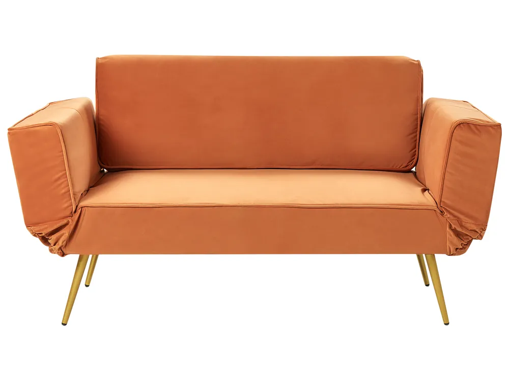 Sofa Bed 2 Seater SAARELA Velvet Orange