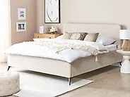 Bed Corduroy VALOGNES 180 x 200 cm (EU Super King) Light Beige_1182651