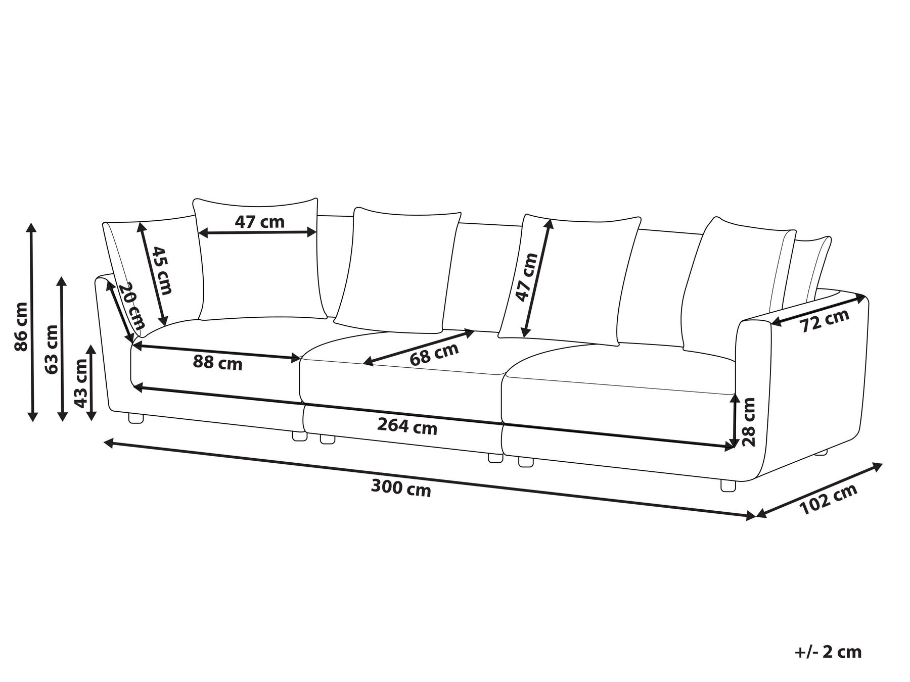 Sofa 3 Seater SIGTUNA Fabric Light Grey_897681