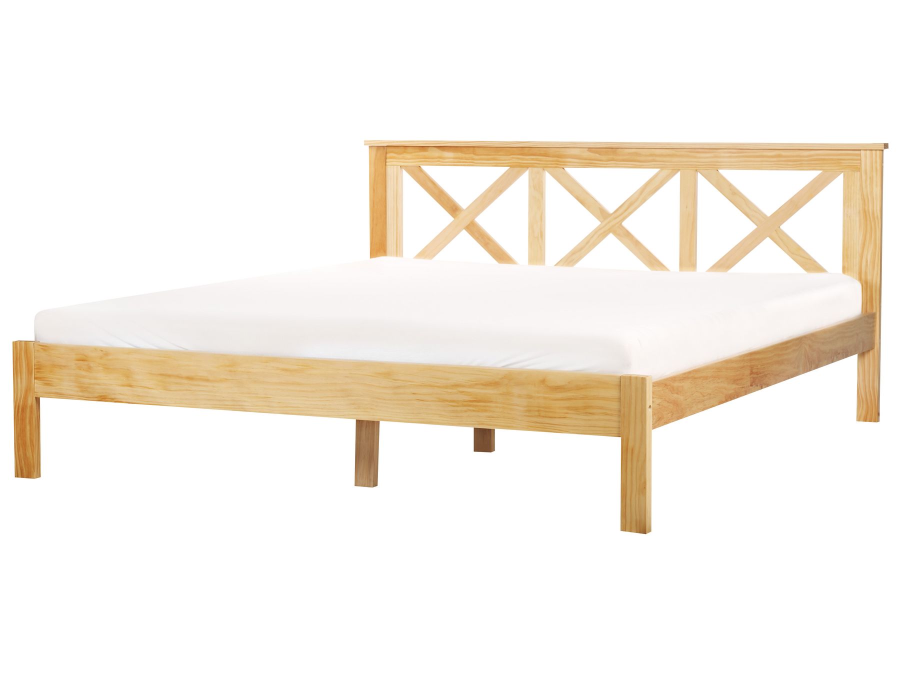 Lit double 180 x 200 cm en bois clair TANNAY_930977