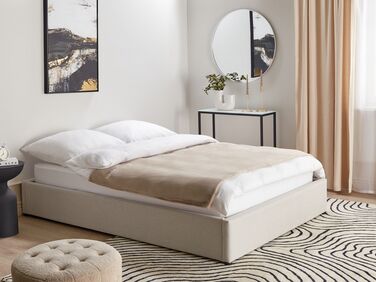 Fabric EU Double Size Ottoman Bed Light Beige DINAN