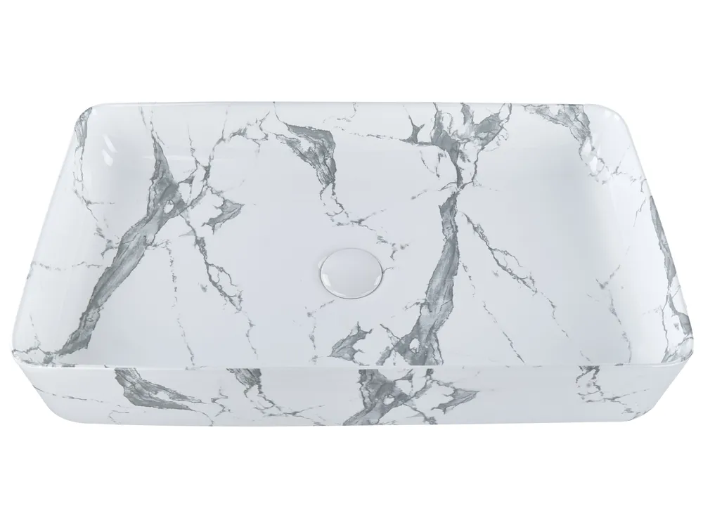 Countertop Basin IPALA 620 x 350 mm Ceramic White Marble_922248