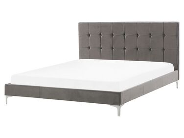 Zamatová posteľ 160 x 200 cm sivá AMBERT