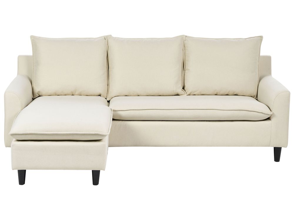 Corner Sofa 3 Seater ELVENES Fabric Light Beige Right Hand