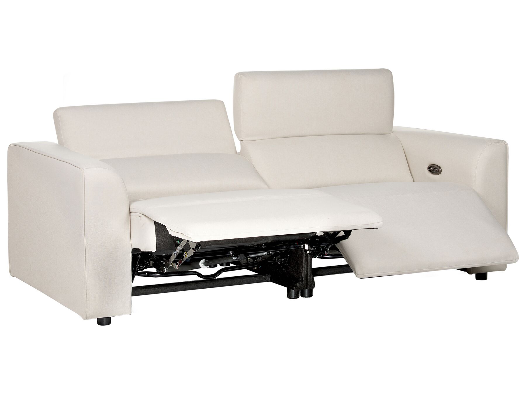 2-istuttava sohva kangas sähkösäädettävä USB-portti vaalea beige ULVEN_905158