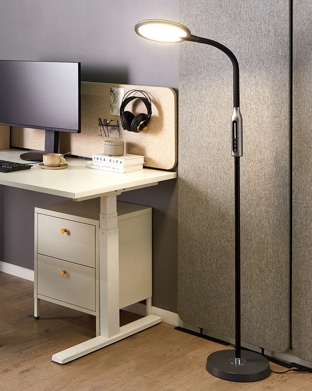 Lampa podłogowa LED CASSIOPEIA Ze ściemniaczem Metal Czarny