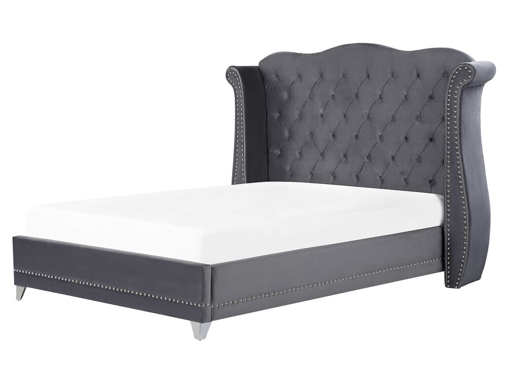 Letto Velluto AYETTE 160 x 200 cm Grigio