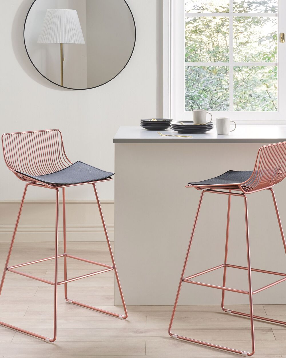 Bar Chair Set of 2 Metal Rose Gold FREDONIA Beliani