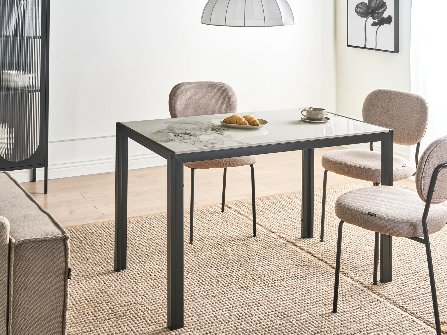Dining Table CLARENCE White Marble 120 cm 70 cm Ceramic_1001822