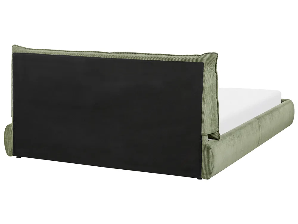 Bed Corduroy VINAY 160 x 200 cm (EU King Size) Olive Green_879987