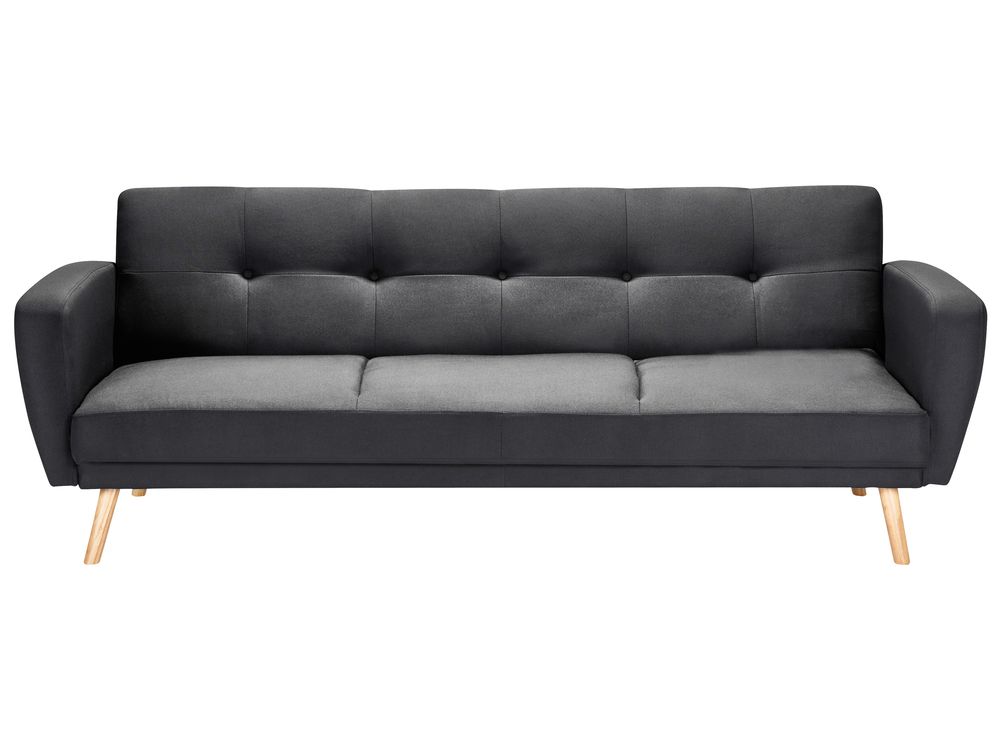 Sofa Bed 3 Seater FLORLI Fabric Black