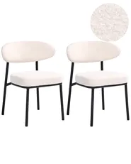 Set of 2 Dining Chairs WINTON Boucle Off-White_1058482