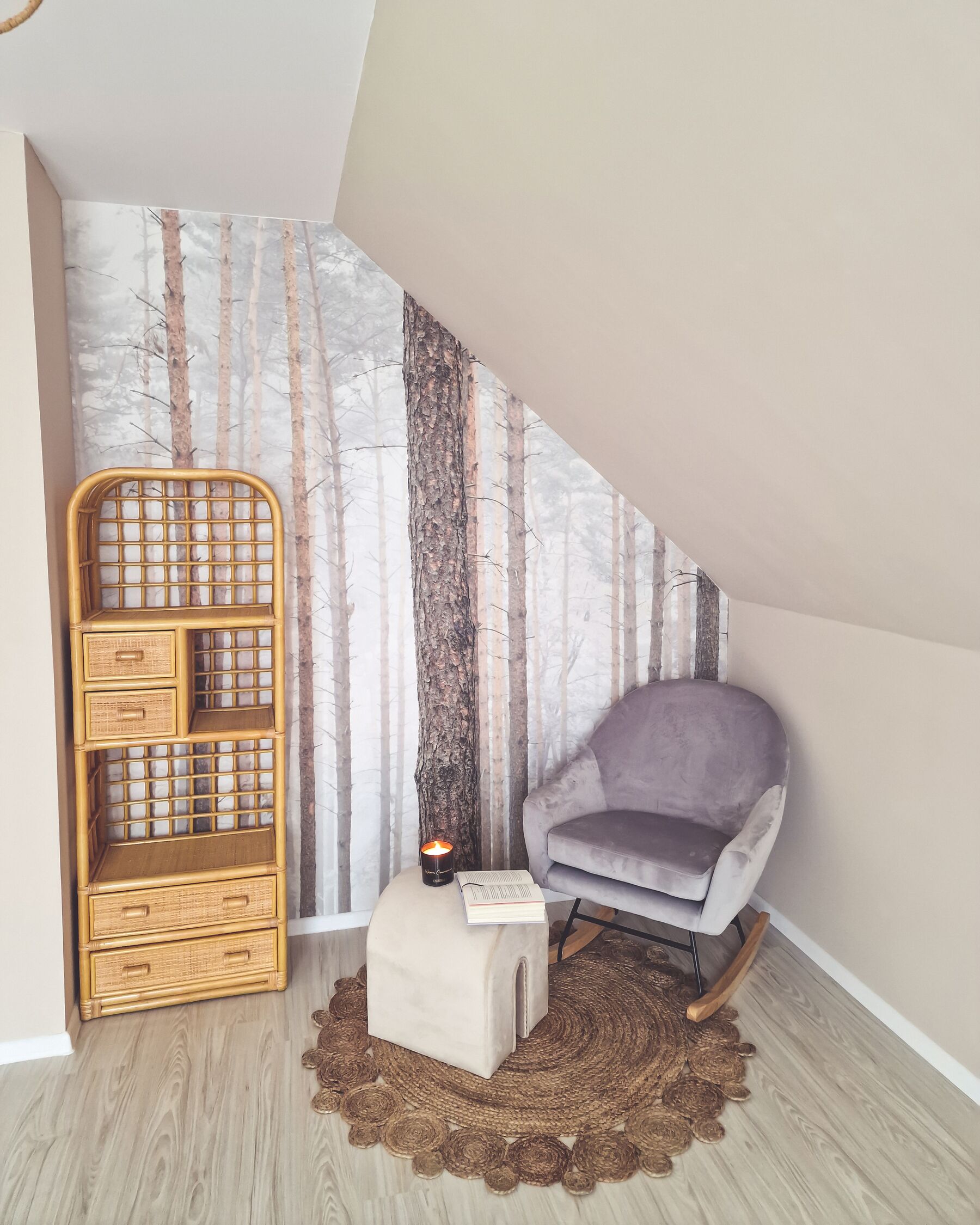 Fotel bujany welurowy szary OXIE_853822