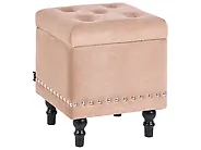 Pouf mit Stauraum LORETTO Samtstoff Beige_1186132