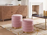Set di 2 pouf contenitore GARLAND Velluto Rosa_772409