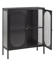 Szafka ze szklanymi drzwiami SARRE 90 cm Metal Czarny_827744