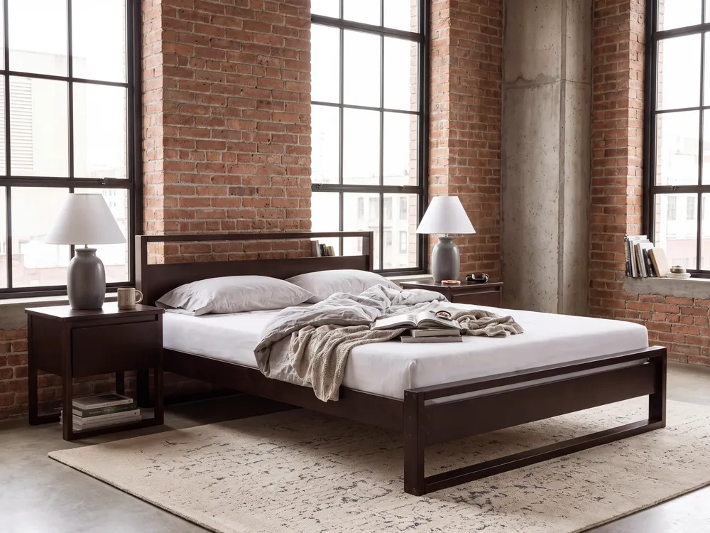 Bed Pine Wood GIULIA 160 x 200 cm (EU King Size) Dark Brown_1144969