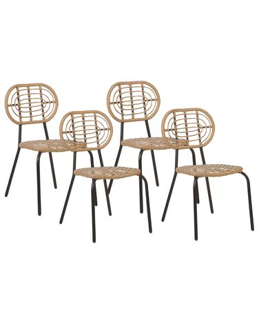 Set of 4 PE Rattan Chairs Natural PRATELLO
