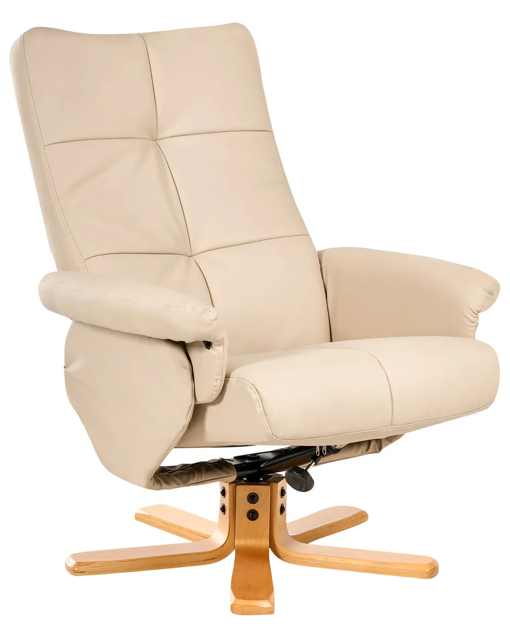 Recliner Chair EPSE with Footstool Faux Leather Beige_1003249