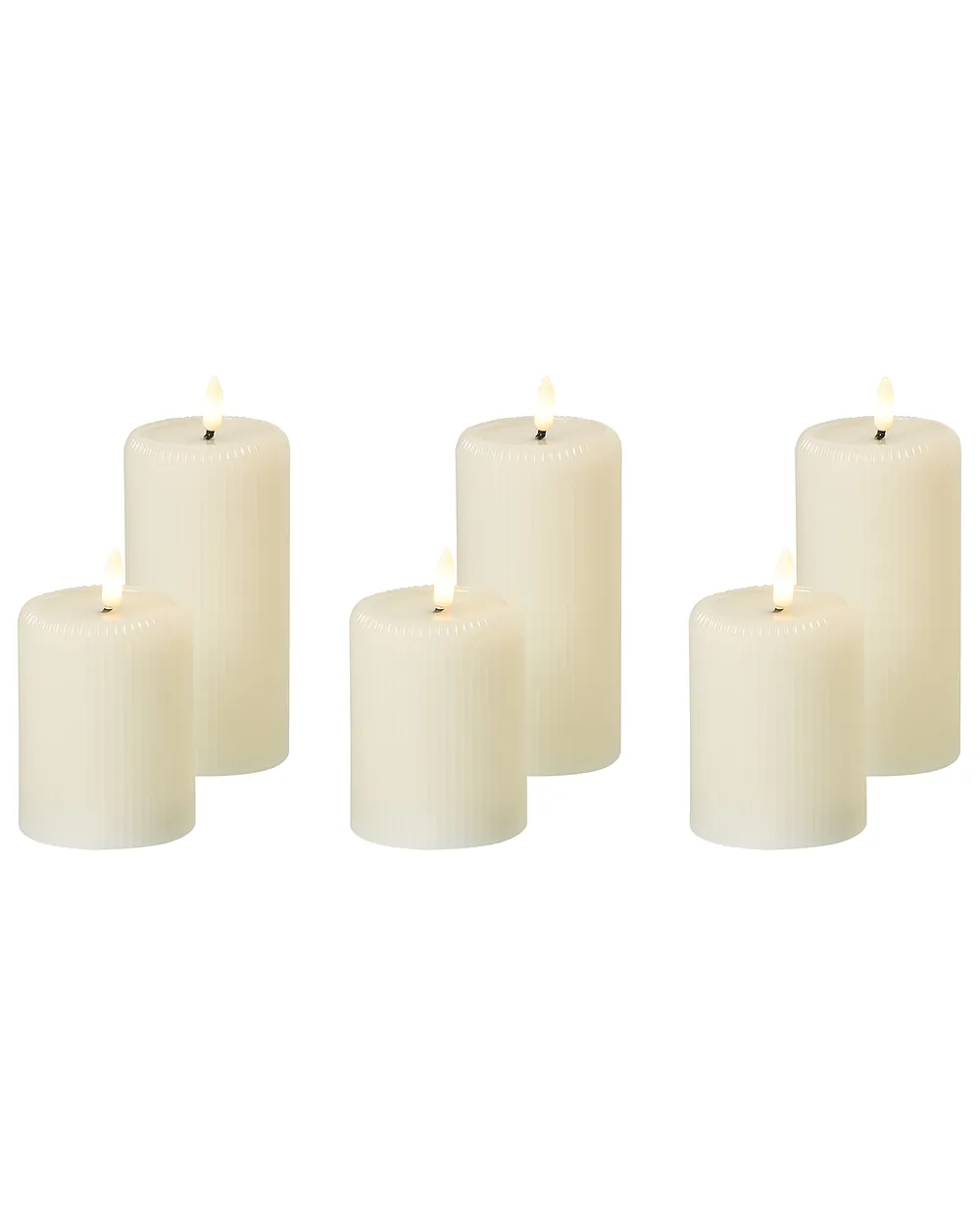 Conjunto de 6 velas LED NOISETTE 10/16 cm Blanco crema