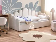 Ottoman Bed POLIGNAC Velvet Light Beige 90 x 200 cm (EU Single)_1081029