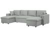 Fabric Corner Sofa Bed with Storage Light Grey SOMMEN _723419