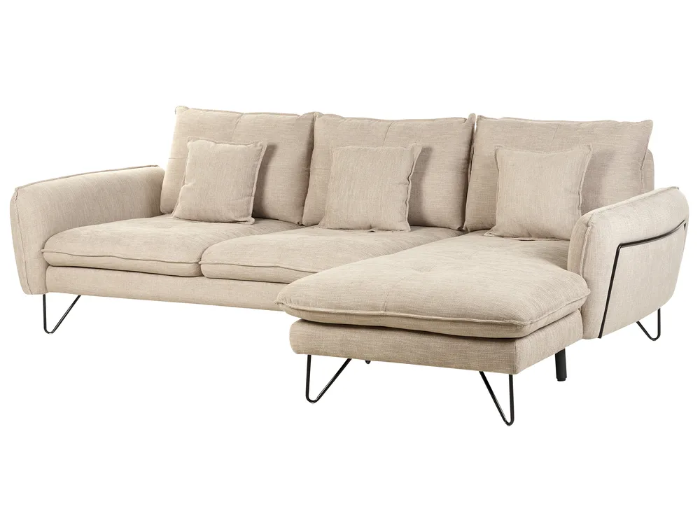 Corner Sofa 3 Seater SERSAN Chenille White Left Hand_876384
