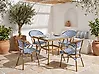 Conjunto de comedor exterior 4 plazas CASPRI Ratán sintético Azul/Blanco