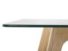 Jedálenský stôl so sklenenou doskou 180 x 90 cm svetlé drevo HUDSON_261758