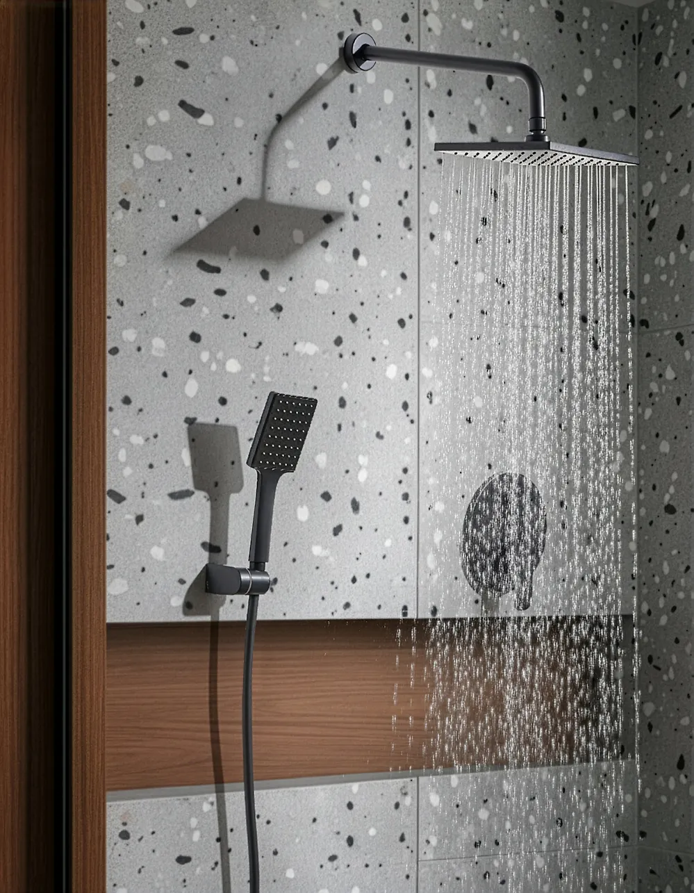 Einbau-Duschset mit Regendusche GUARATUBA Schwarz