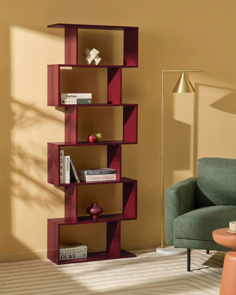Libreria a 6 ripiani VALDOSA 190 cm Bordeaux