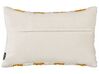 2 poduszki dekoracyjne tuftowane bawełniane w paski 30 x 50 cm białe z żółtym HELIANTHUS_910463