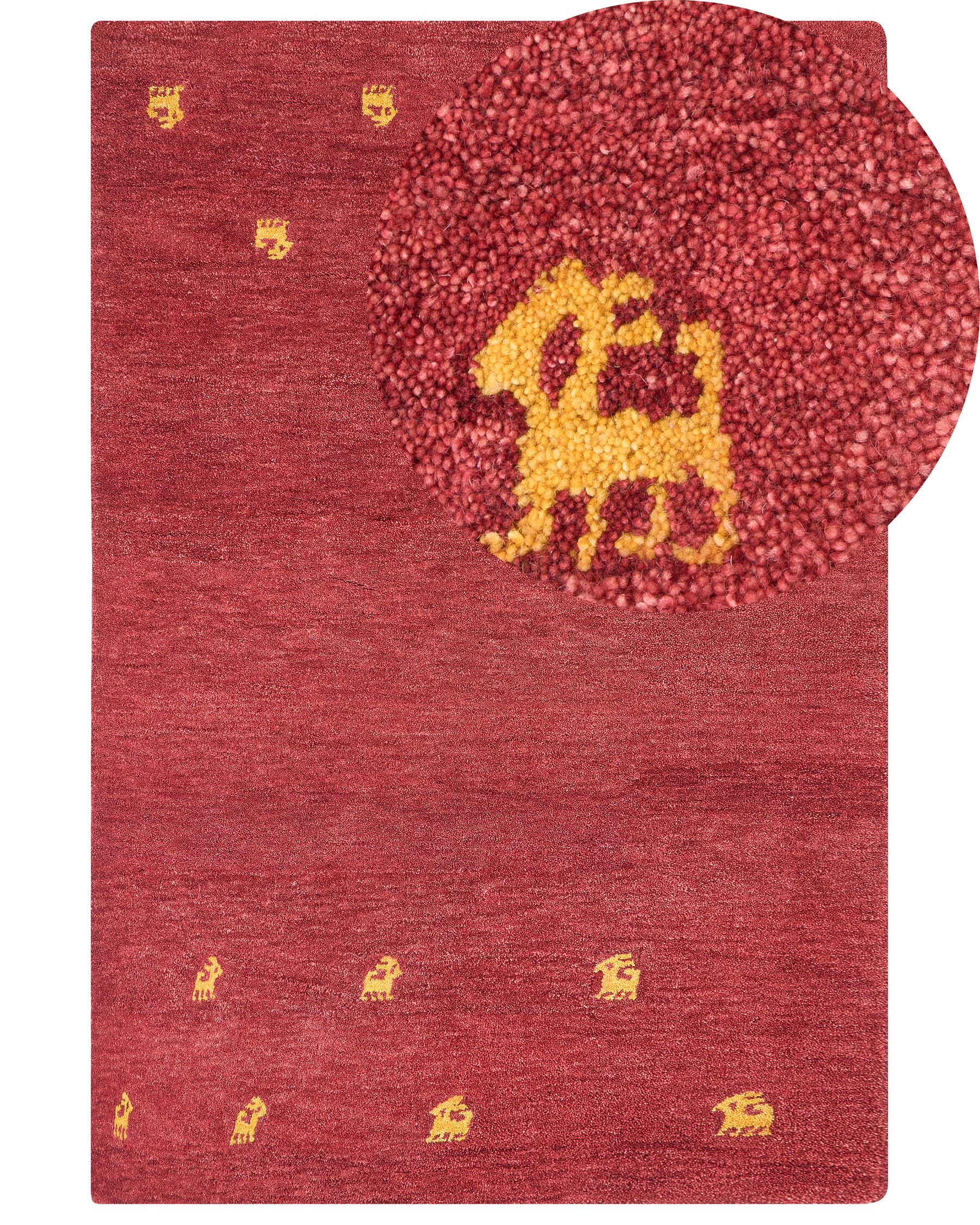 Vlněný koberec gabbeh 200 x 300 cm červený YARALI_856229
