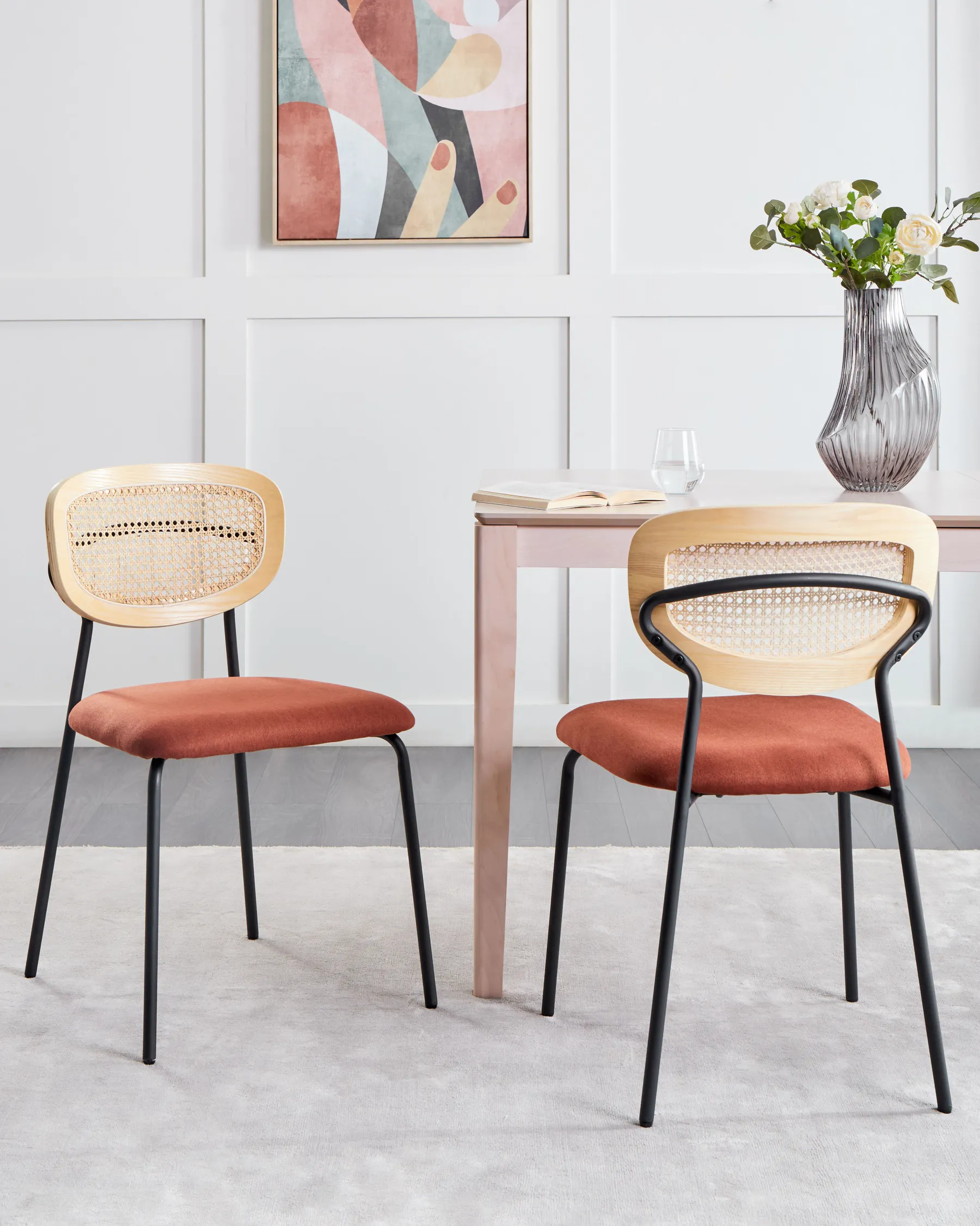 Set of 2 Dining Chairs MAYETTA Rattan Orange_925919