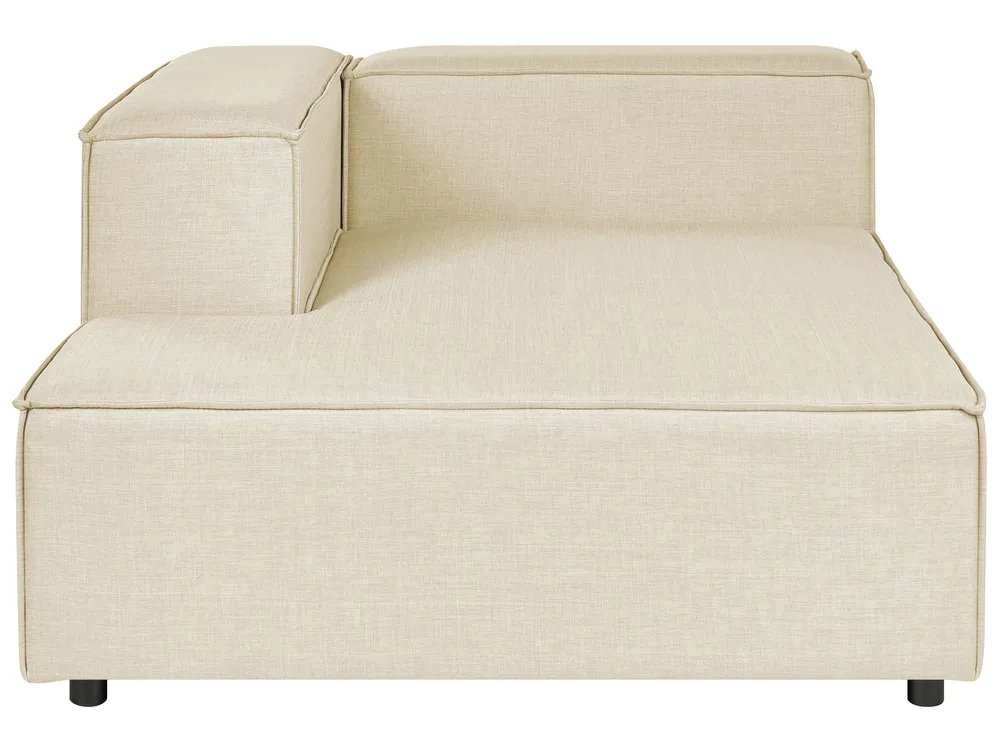 Modular Corner Sofa 3 Seater APRICA with Ottoman Faux Linen Beige Right Hand_856908