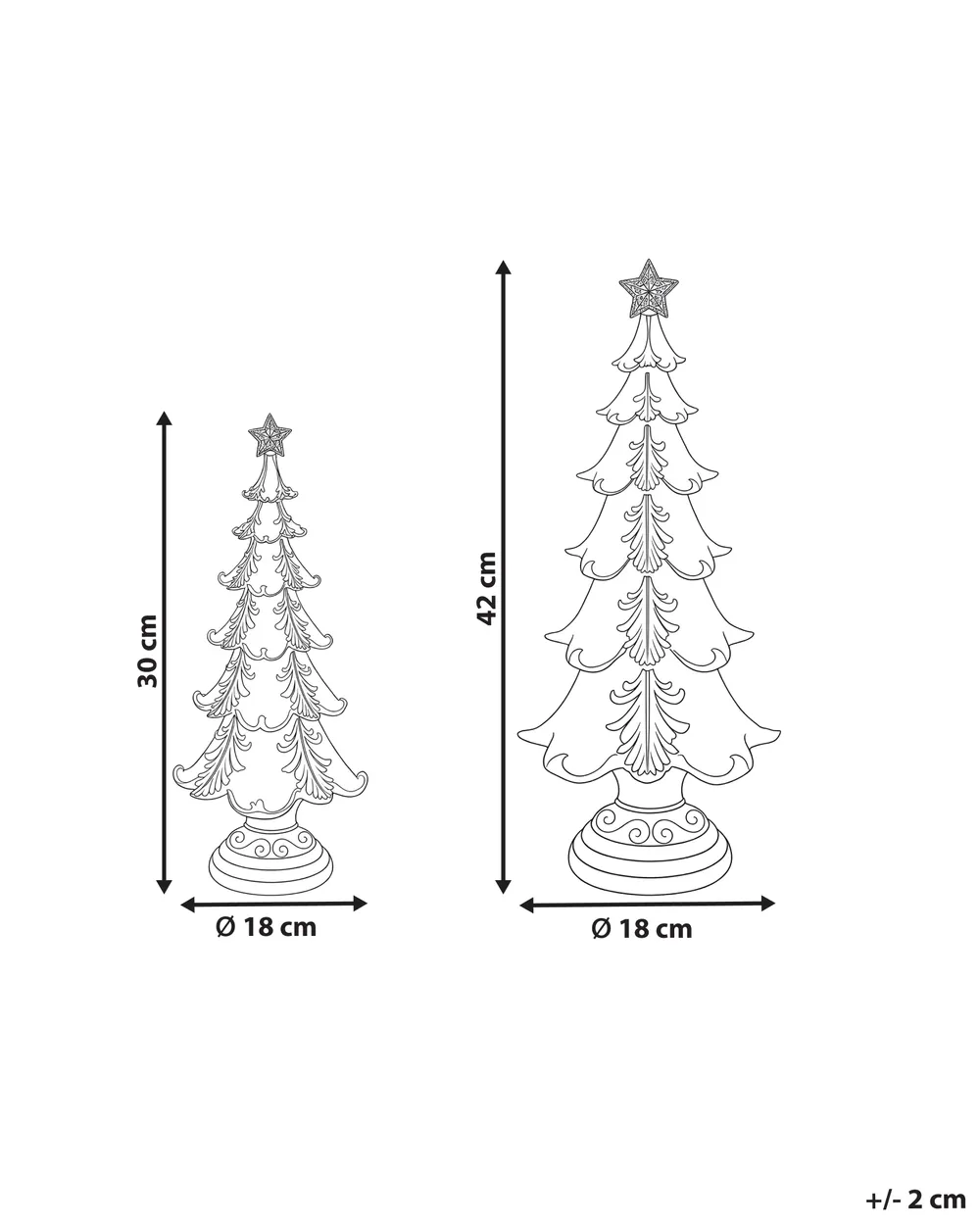 Set di 2 decorazioni natalizie HEISKA 30/42 cm Albero di Natale Oro_1175627